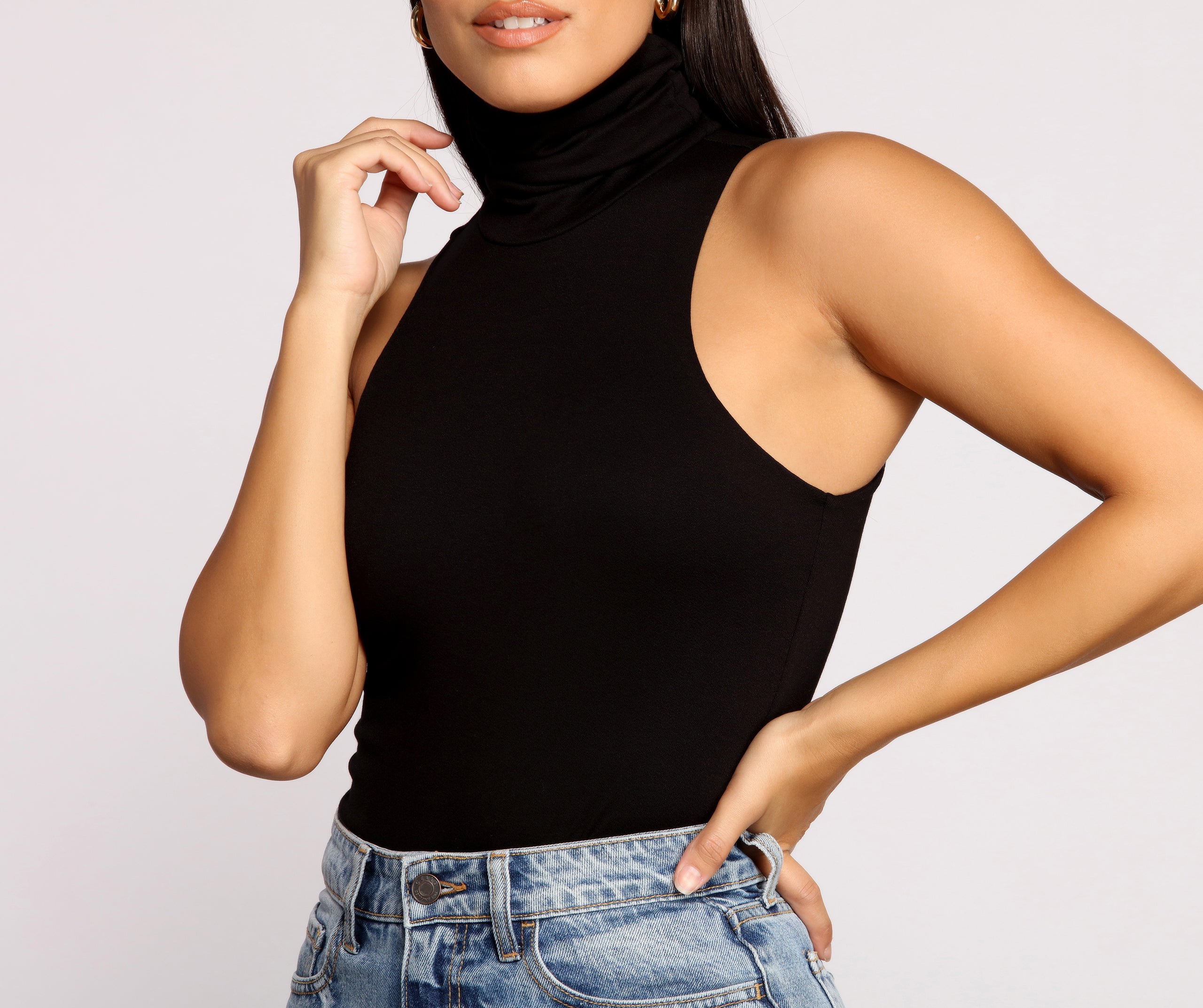 Captivate Me Basic Crepe Sleeveless Bodysuit - Image 8