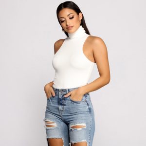 Captivate Me Basic Crepe Sleeveless Bodysuit