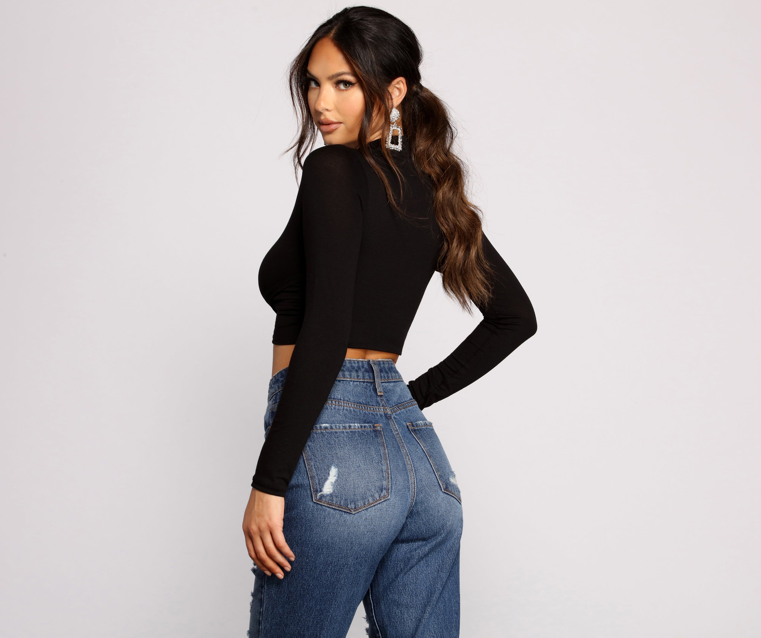 Stylish Stunner Crepe Knit Crop Top - Image 2