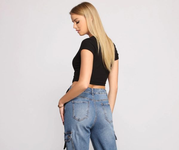Tied To Basics Ribbed Crop Top - Image 6