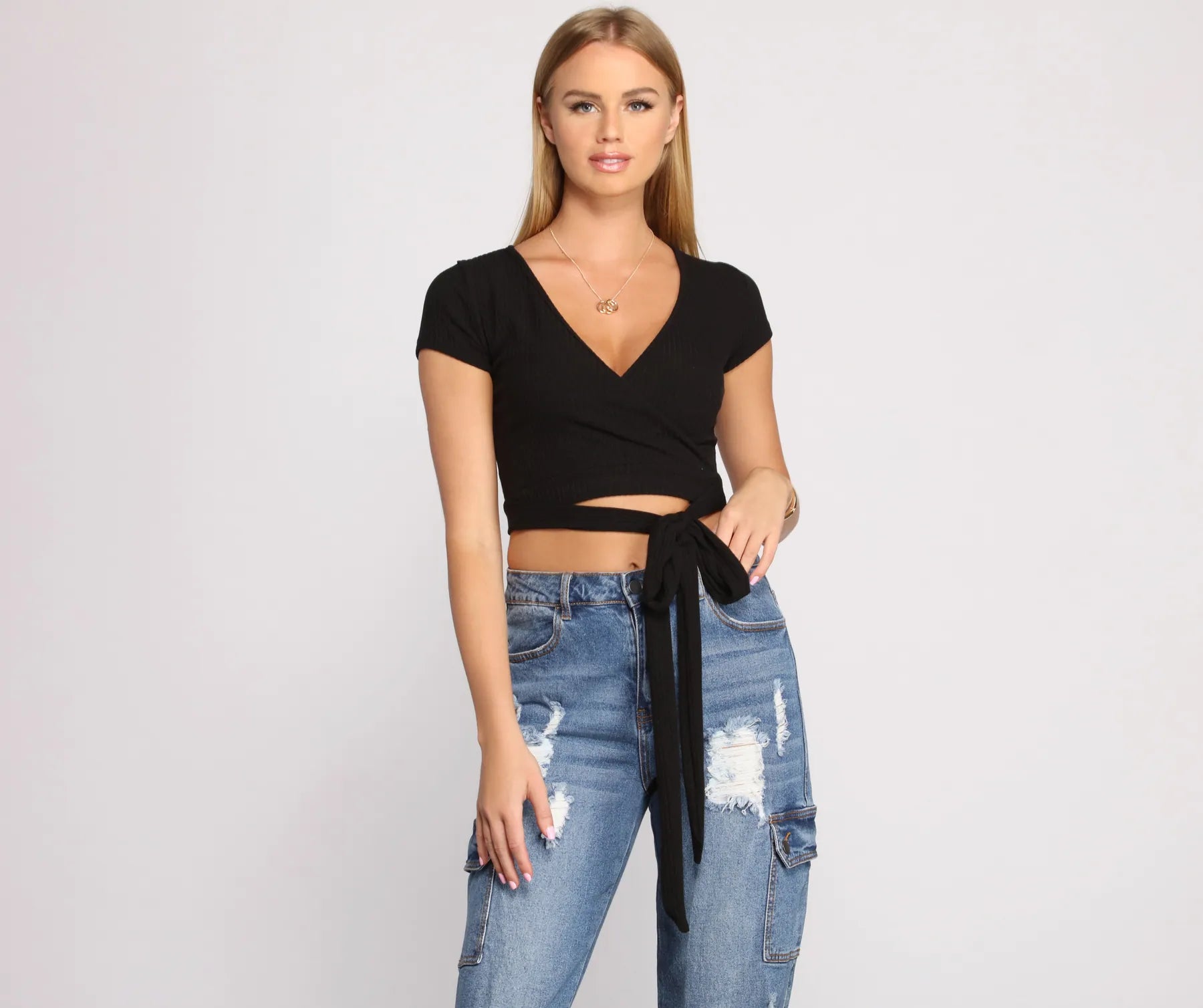 Tied To Basics Ribbed Crop Top - Image 7