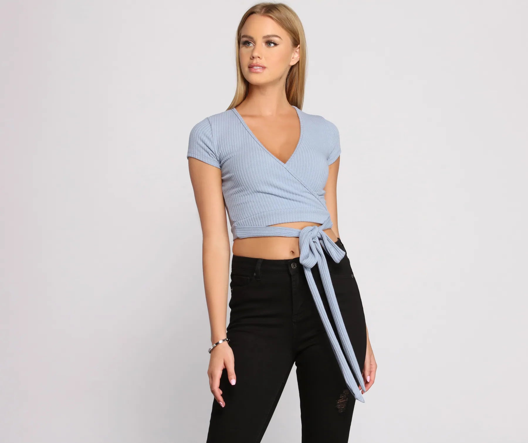 Tied To Basics Ribbed Crop Top - Image 9