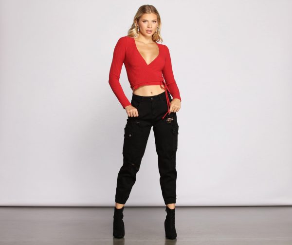 Simply Chic Wrap Front Crop Top - Image 8