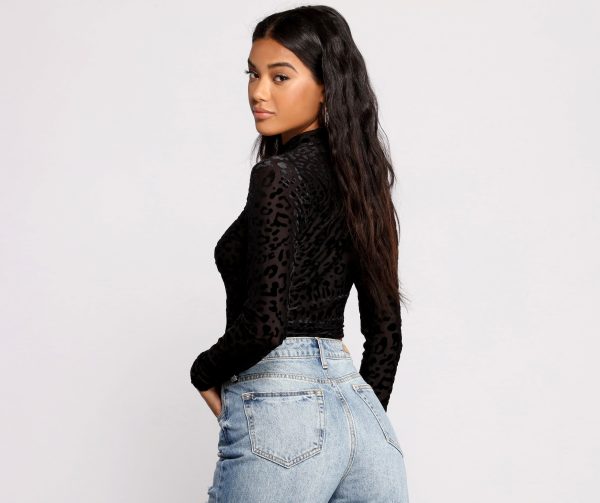 Sassy Stunner Flocked Leopard Print Crop Top - Image 2