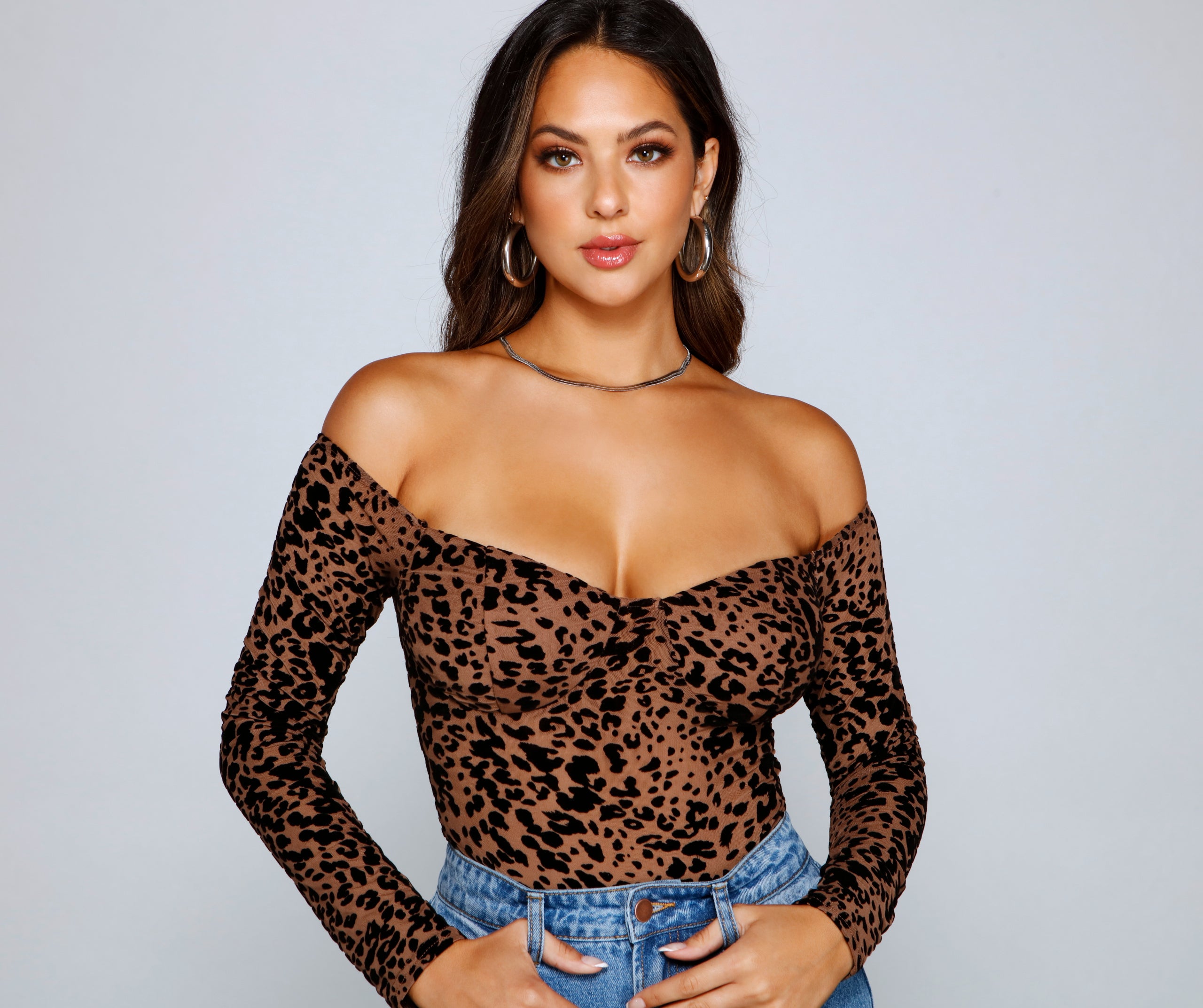 Flocked Velvet Leopard Print Bodysuit - Image 3