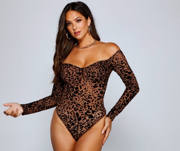 Flocked Velvet Leopard Print Bodysuit - Image 5