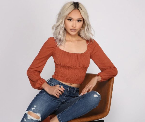 Stylish And Smocked Puff Sleeve Top - Image 2