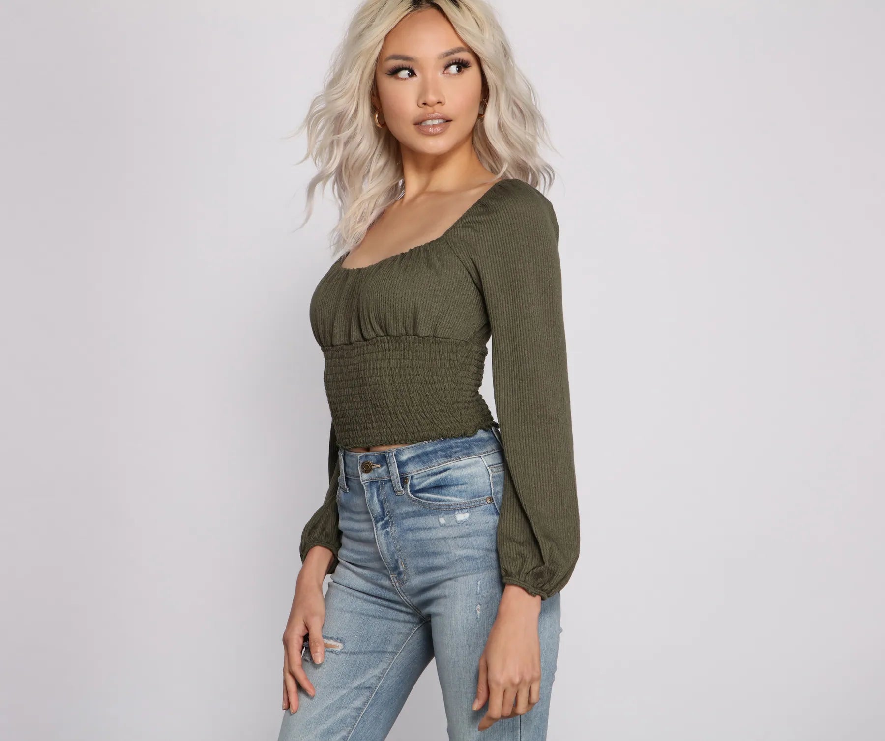 Stylish And Smocked Puff Sleeve Top - Image 10