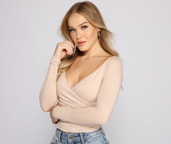 Keeping Knit Basic Surplice Wrap Top - Image 9