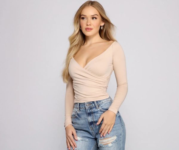 Keeping Knit Basic Surplice Wrap Top - Image 11
