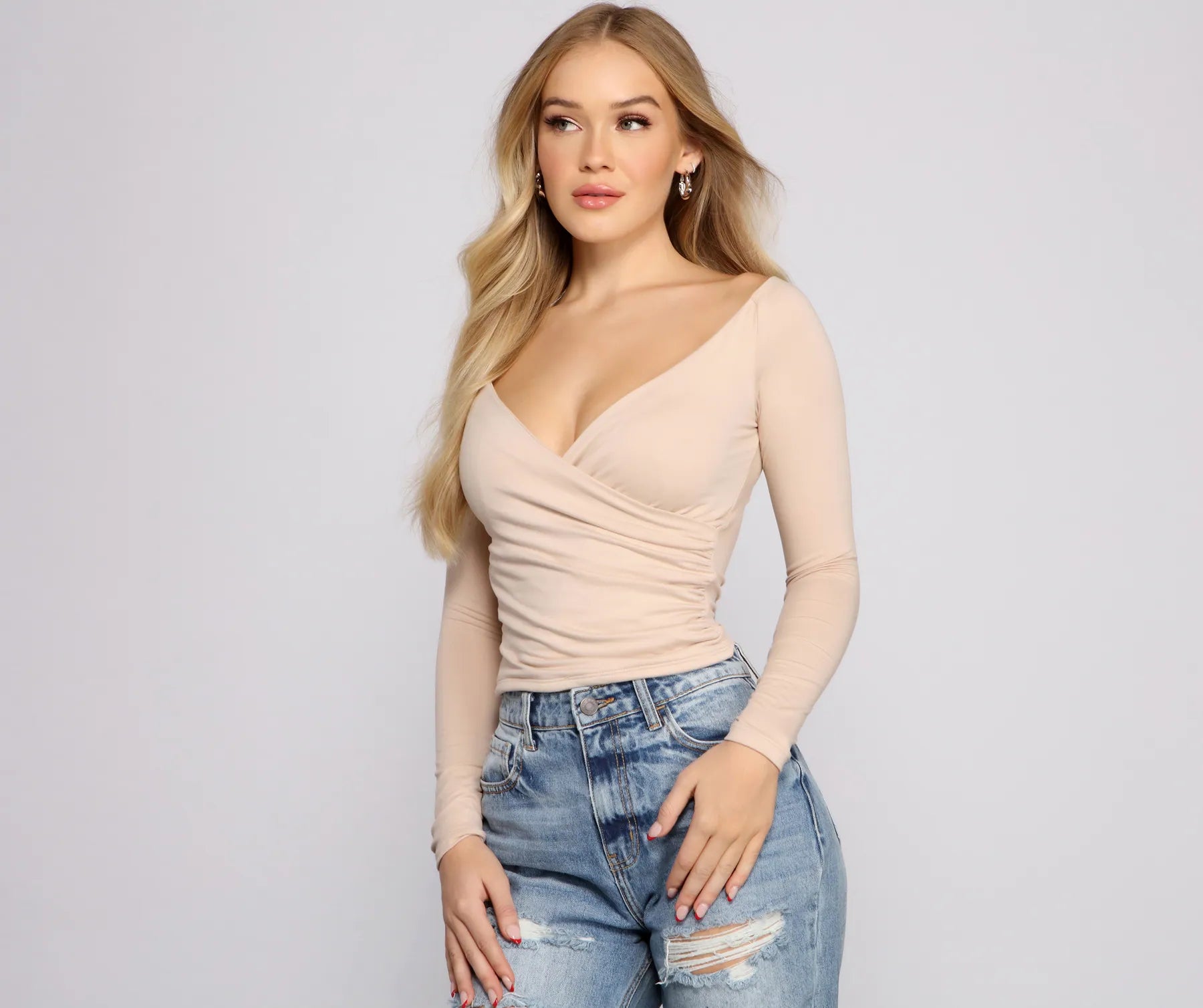 Keeping Knit Basic Surplice Wrap Top - Image 11