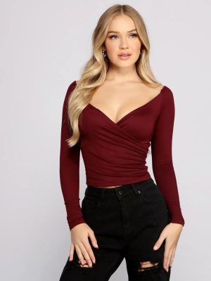 Keeping Knit Basic Surplice Wrap Top