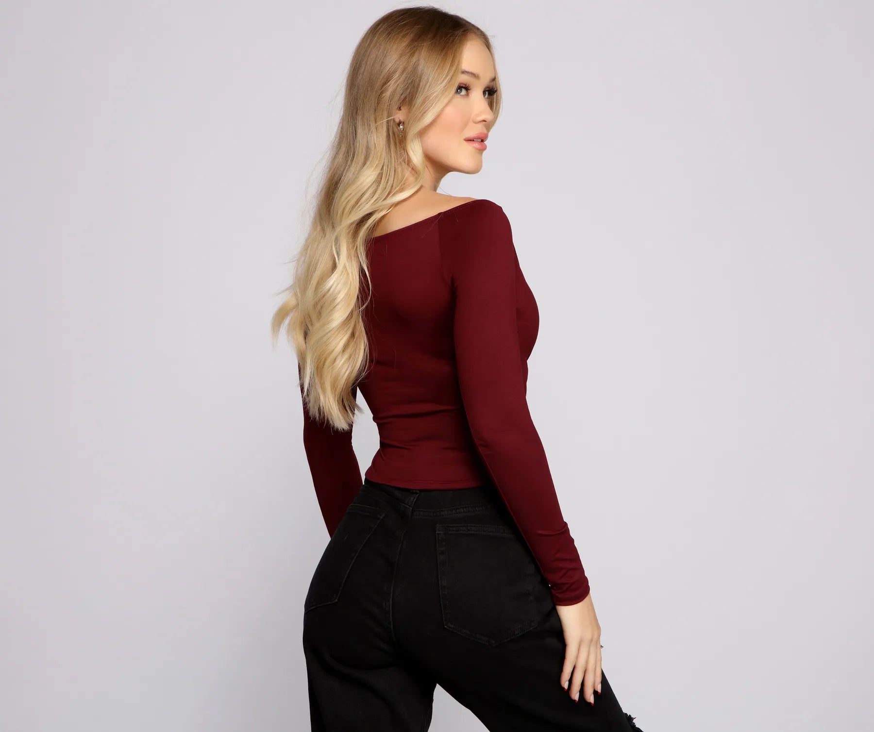 Keeping Knit Basic Surplice Wrap Top - Image 2