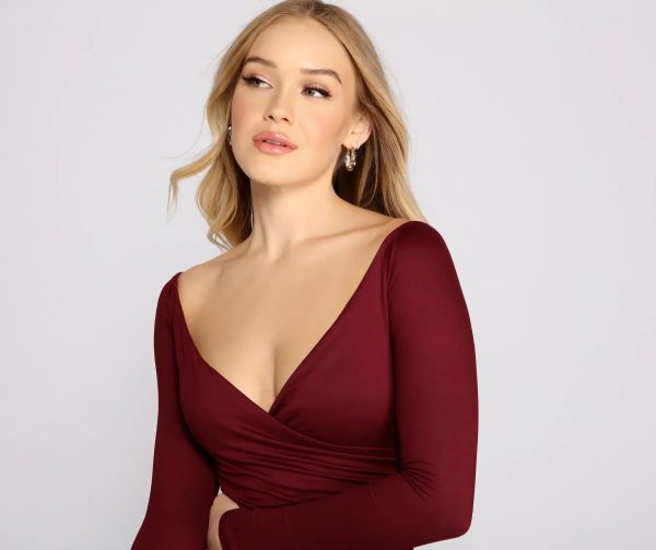 Keeping Knit Basic Surplice Wrap Top - Image 3