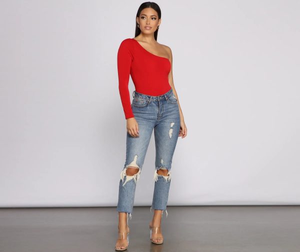 Chic Vibes One Shoulder Bodysuit - Image 19