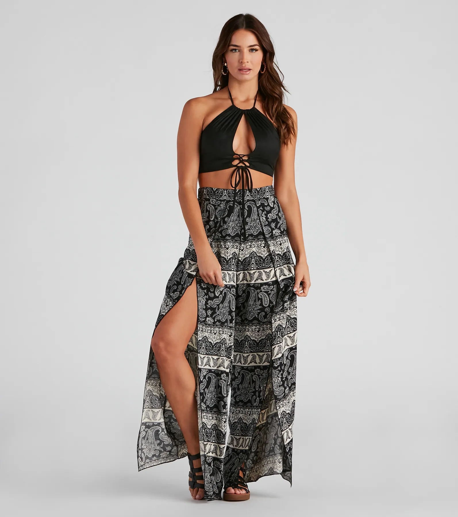 Basic Faux Suede Halter Crop Top - Image 6