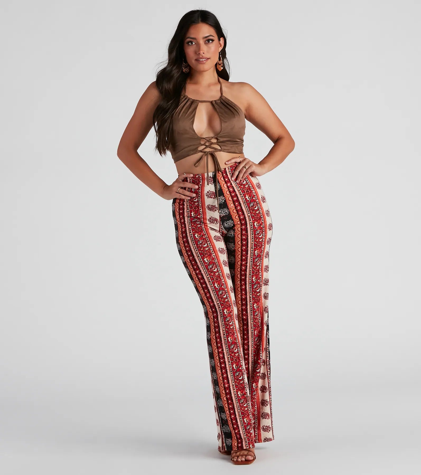 Basic Faux Suede Halter Crop Top - Image 3