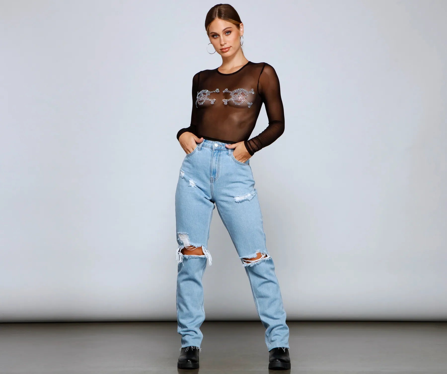 Night Of The Spirited Skulls Mesh Top - Image 4