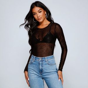 Chillingly Chic Sheer Mesh Bodysuit