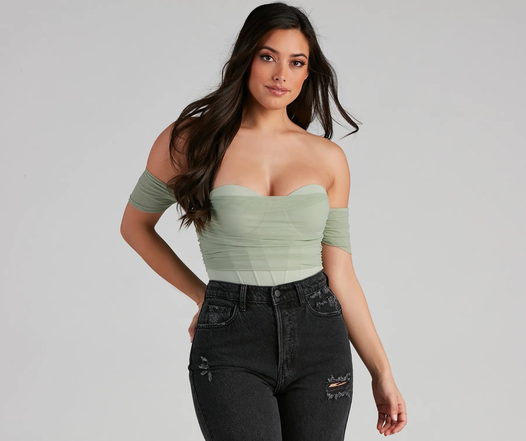 Another Date Mesh Bustier Bodysuit - Image 21