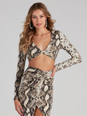 See Ya Later Snake Twist Crop Top