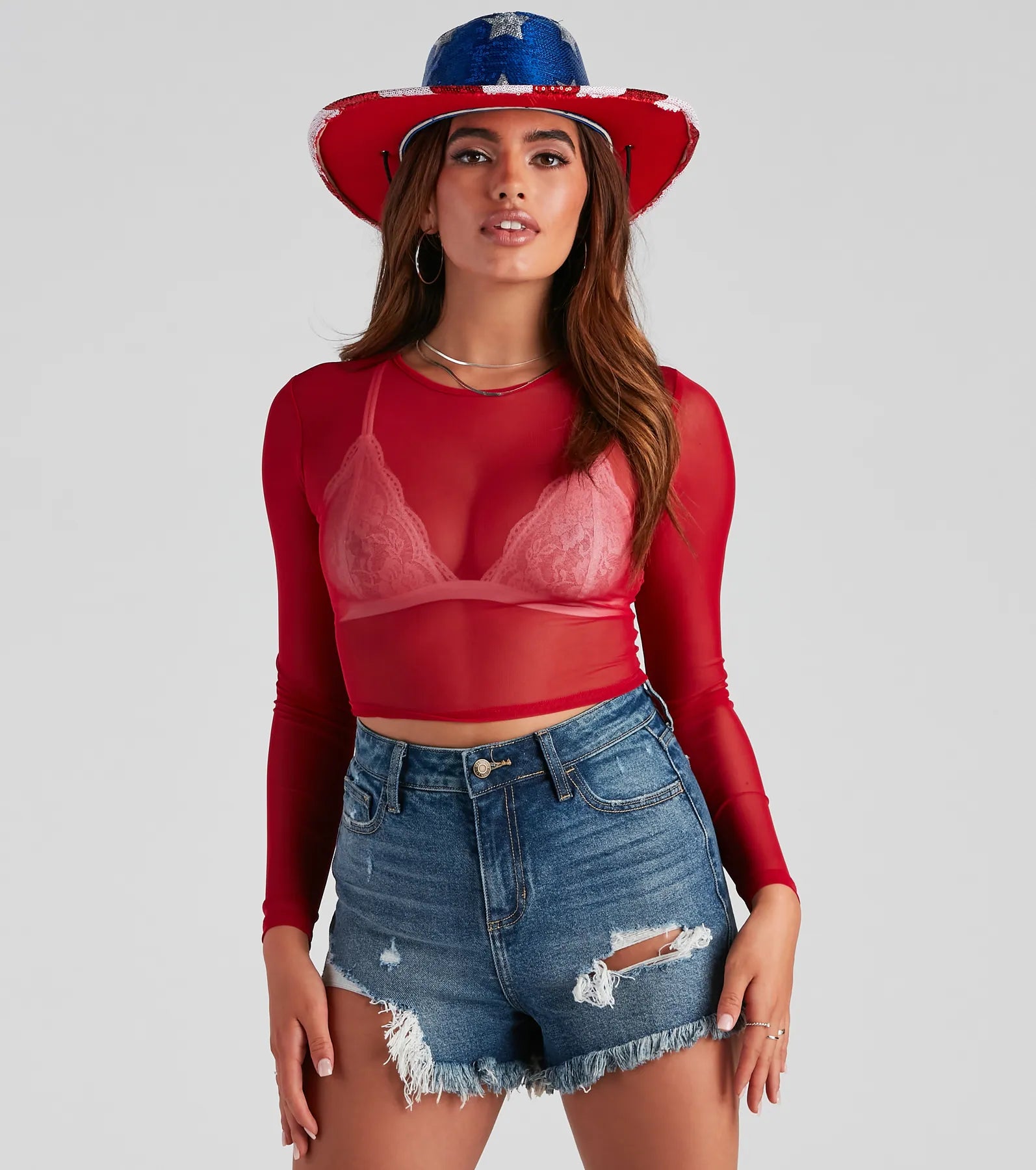 Mesh It Up Long Sleeve Crop Top - Image 9