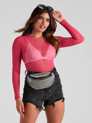Mesh It Up Long Sleeve Crop Top