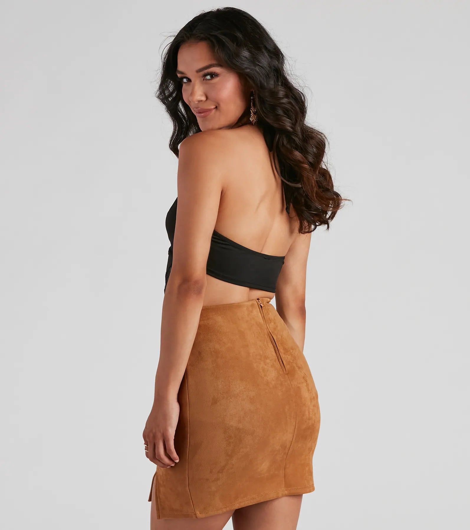 Modern Boho Halter Fringe Crop Top - Image 7