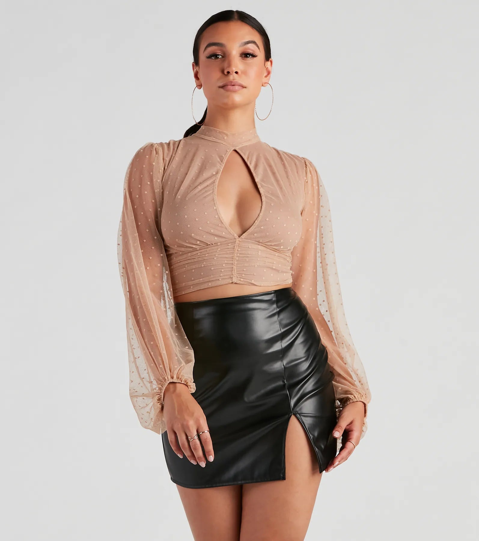 Sweet Soiree Mock Neck Polka Dot Top - Image 5