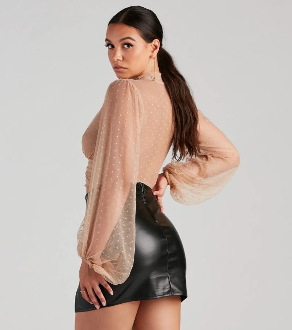 Sweet Soiree Mock Neck Polka Dot Top - Image 6