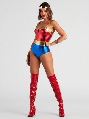 Warrior Woman Color Block Metallic Bodysuit