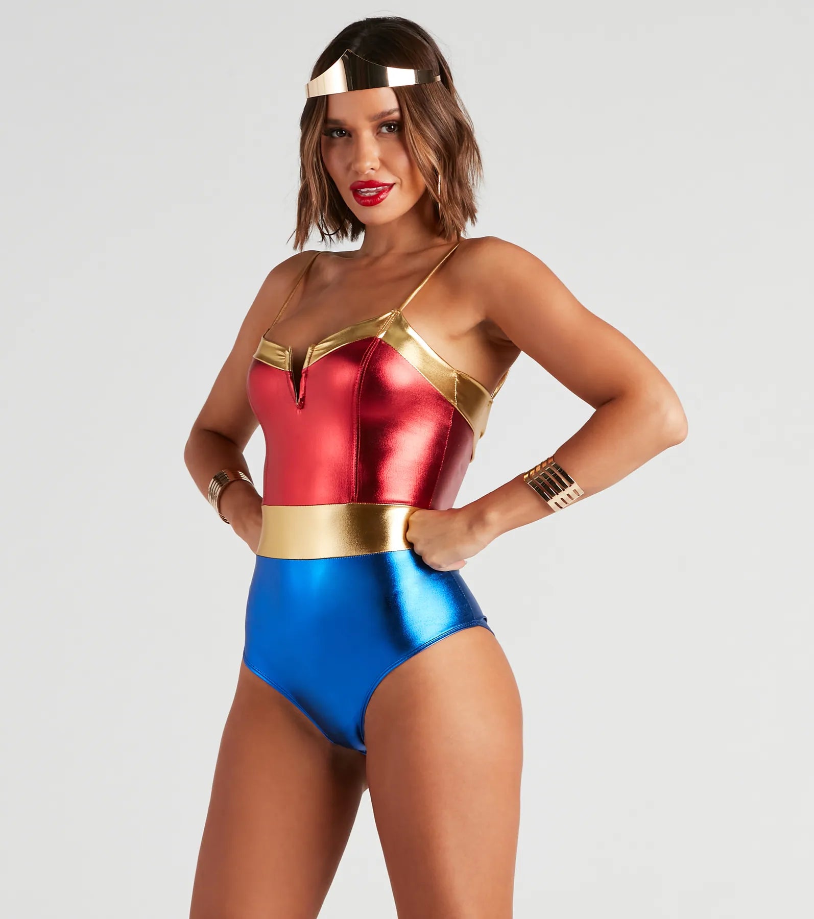 Warrior Woman Color Block Metallic Bodysuit - Image 2