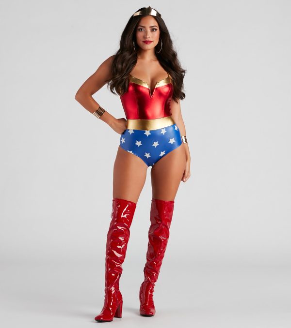 Warrior Woman Star Print Metallic Bodysuit - Image 3