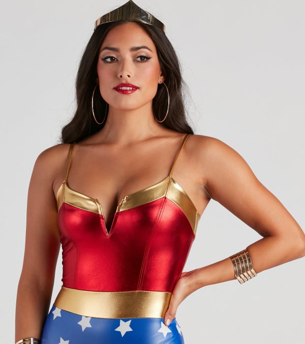Warrior Woman Star Print Metallic Bodysuit - Image 4