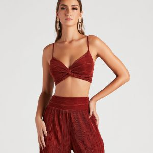 Jazz Night Twist Front Crop Top