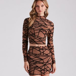 Match Made Mesh Abstract Crop Top