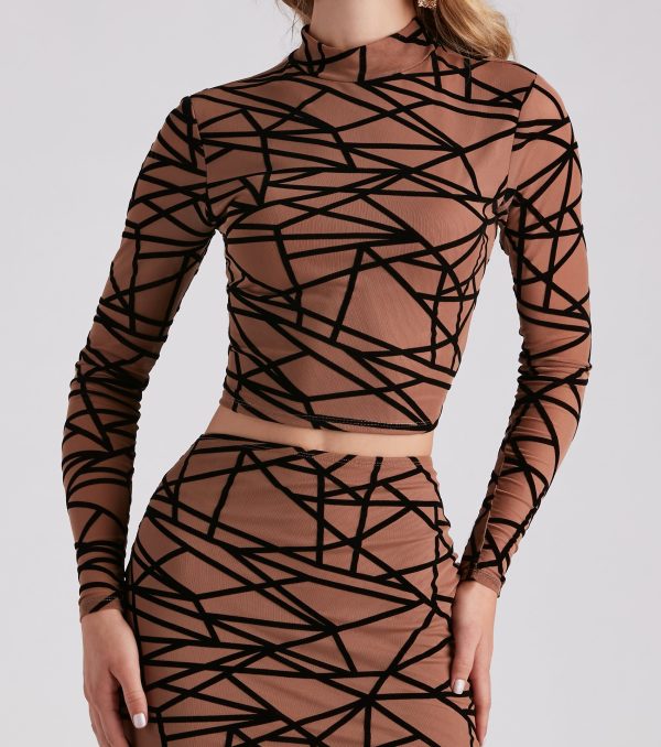 Match Made Mesh Abstract Crop Top - Image 4