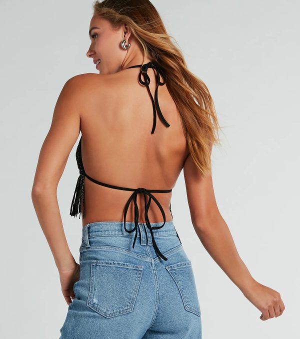 Rodeo Babe Rhinestone Fringe Halter Top - Image 2