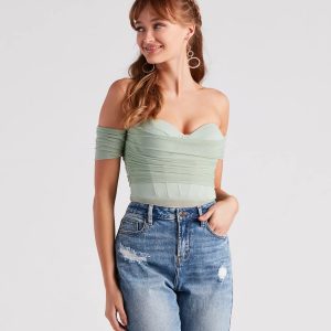 Another Date Mesh Bustier Bodysuit