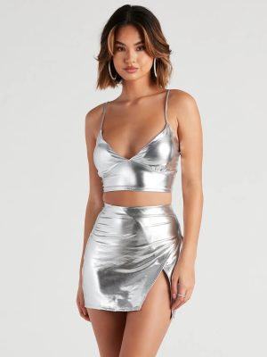 Let's Glow Metallic Crop Top