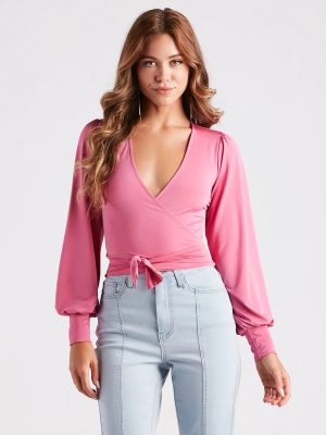 Slinky Knit Wrap Front Top