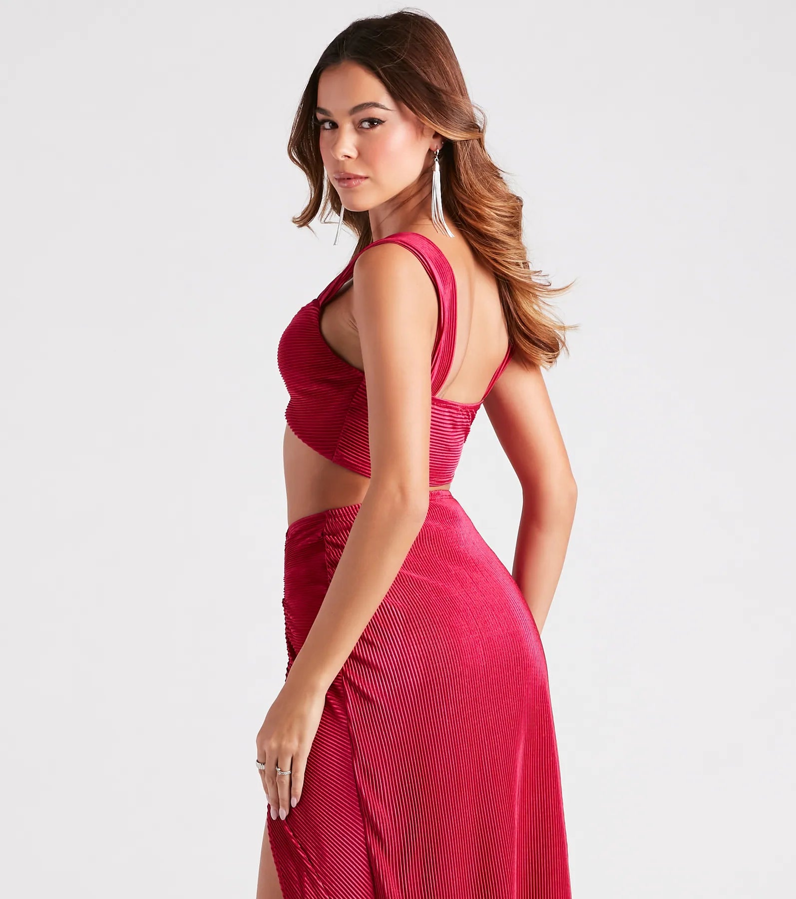 Always Impressed Satin Pleated Crop Top - Image 2