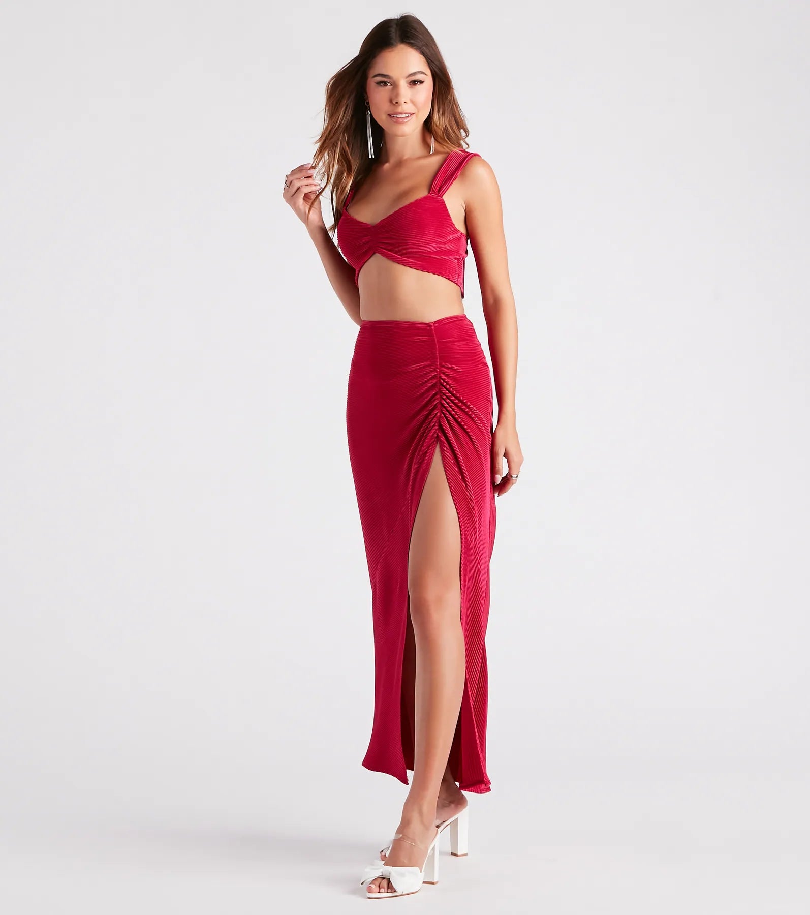 Always Impressed Satin Pleated Crop Top - Image 3