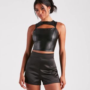 Cut To The Style Faux Leather Crop Top