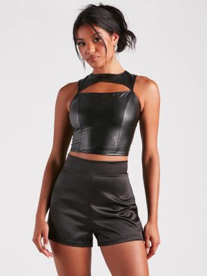 Cut To The Style Faux Leather Crop Top