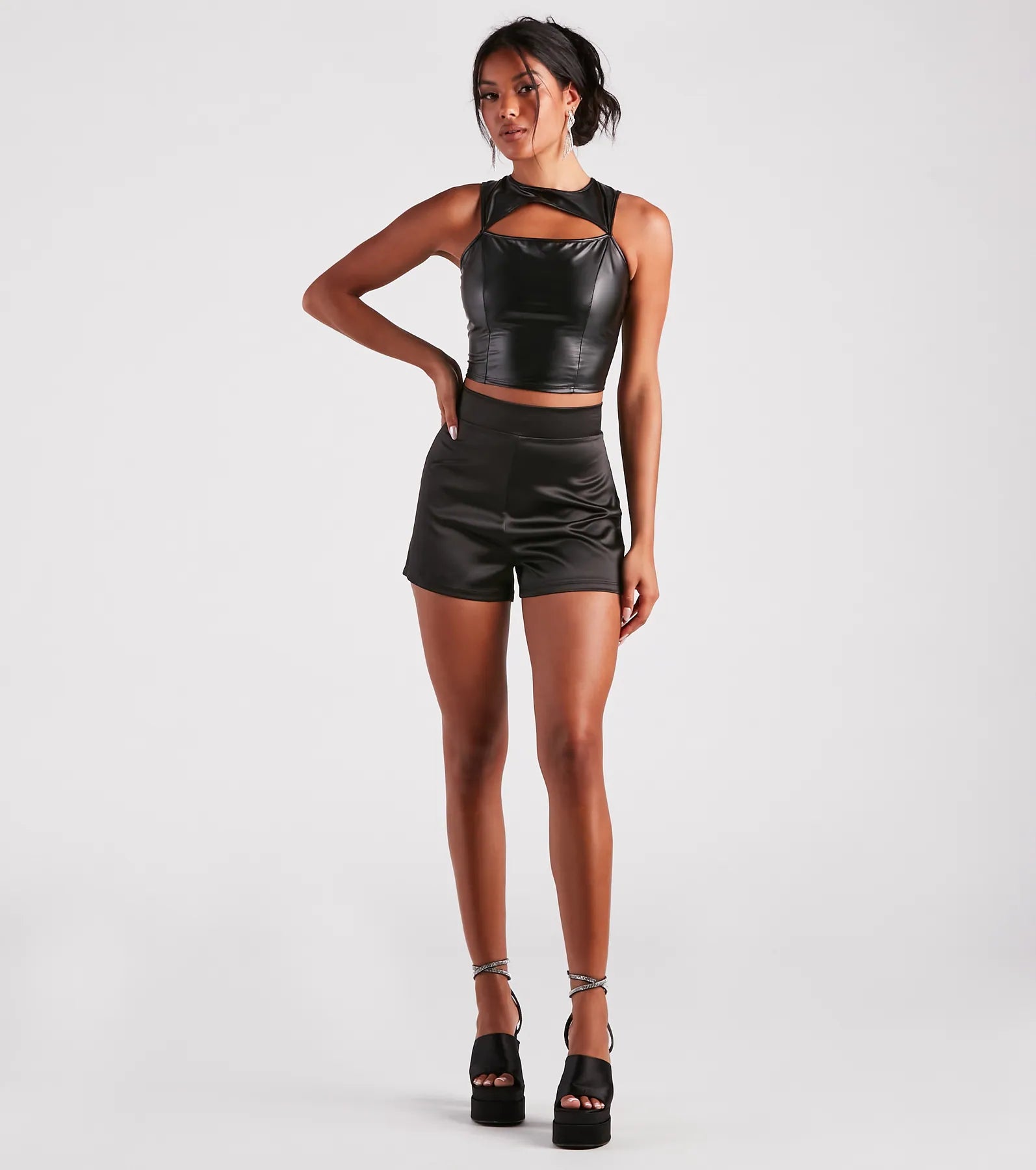 Cut To The Style Faux Leather Crop Top - Image 3