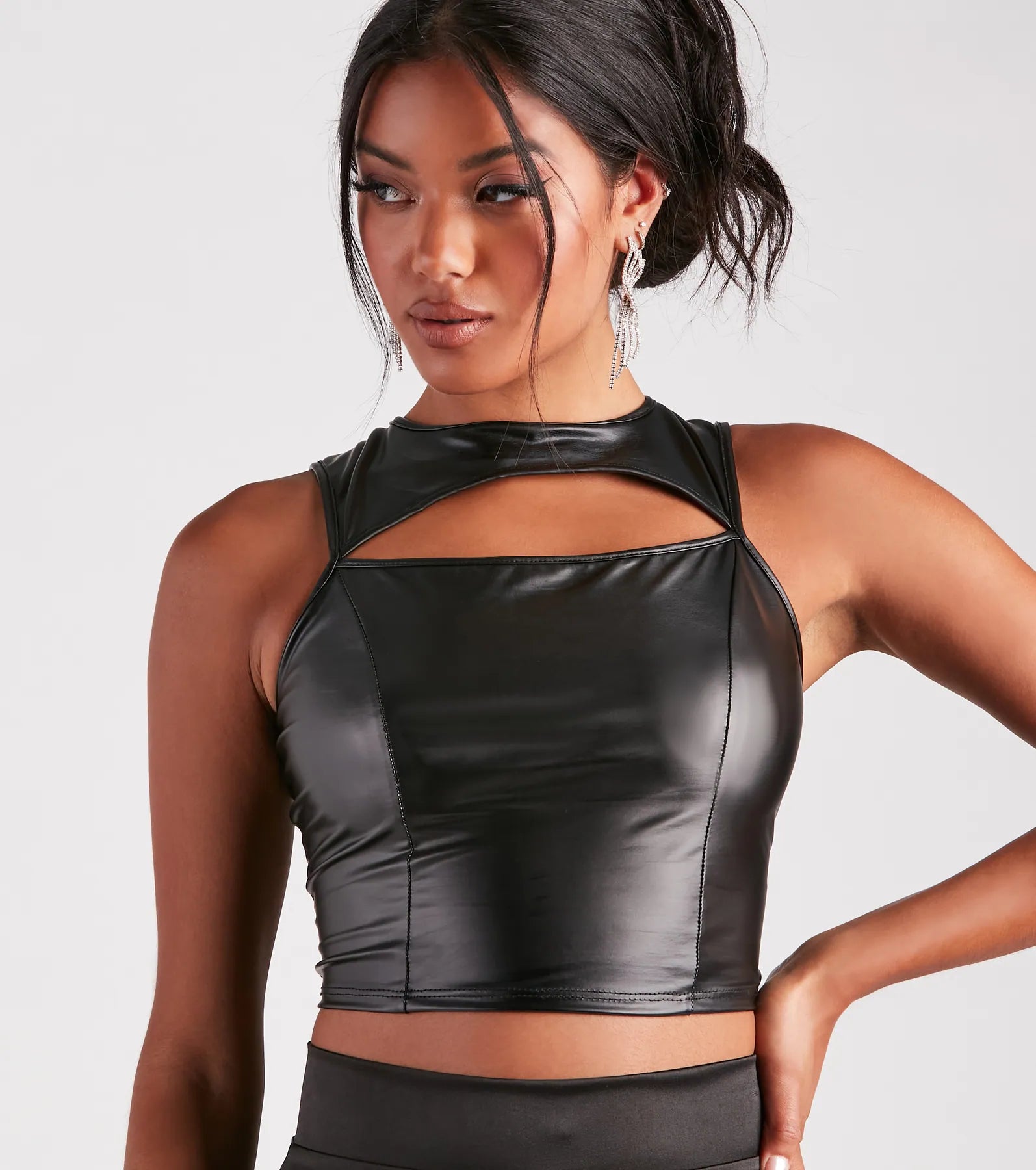Cut To The Style Faux Leather Crop Top - Image 4
