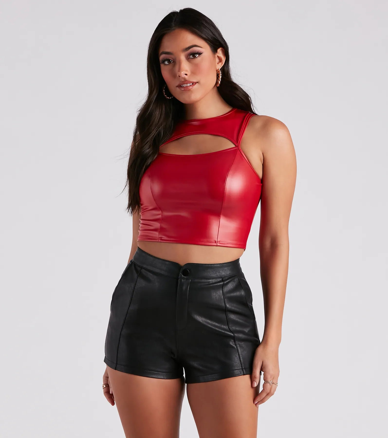 Cut To The Style Faux Leather Crop Top - Image 5