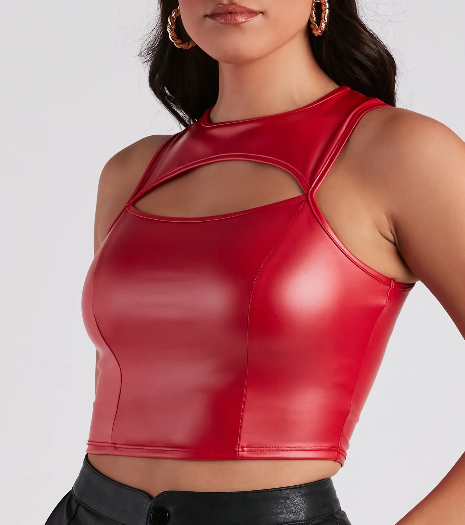 Cut To The Style Faux Leather Crop Top - Image 8