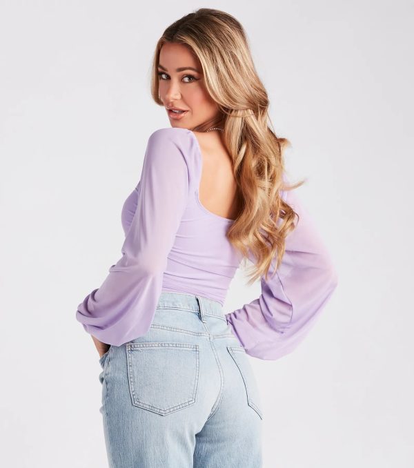 Elevated Basic Ruched Mesh Bodysuit - Image 8